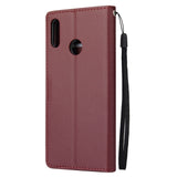 For HUAWEI Y9 2019 Flip-type Leather Protective Phone Case with 3 Card Position Buckle Design Phone Cover  Red wine