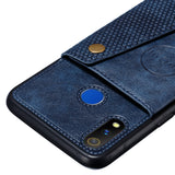 For OPPO Realme 3 PU Leather Flip Stand Shockproof Cell Phone Cover Double Buckle Anti-dust Case With Card Slots Pocket blue