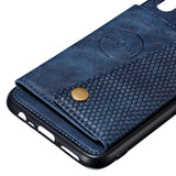 For OPPO Realme 3 PU Leather Flip Stand Shockproof Cell Phone Cover Double Buckle Anti-dust Case With Card Slots Pocket blue