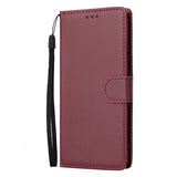 For HUAWEI Y9 2019 Flip-type Leather Protective Phone Case with 3 Card Position Buckle Design Phone Cover  Red wine