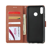 For HUAWEI Y9 2019 Flip-type Leather Protective Phone Case with 3 Card Position Buckle Design Phone Cover  red