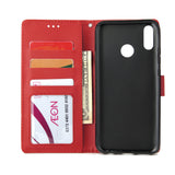 For HUAWEI Y9 2019 Flip-type Leather Protective Phone Case with 3 Card Position Buckle Design Phone Cover  red