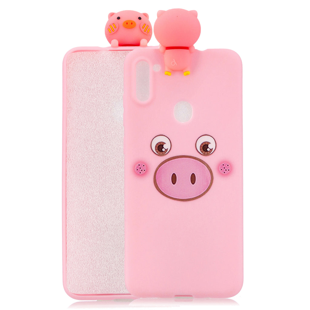For Samsung A11 TPU Back Cover 3D Cartoon Painting Soft Mobile Phone Case Shell Little pink pig