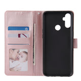For OPPO Realme C3/Realme 6 PU Leather Mobile Phone Cover with 3 Cards Slots Phone Frame Rose gold