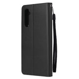 For OPPO Realme C3/Realme 6 PU Leather Mobile Phone Cover with 3 Cards Slots Phone Frame black