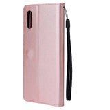 For Redmi 9A/Redmi 9C PU Leather Mobile Phone Cover with 3 Cards Slots Phone Frame Rose gold