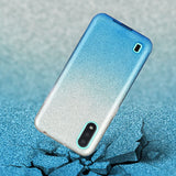 For Samsung A01/A11 European version/A31/A71 Phone Case Gradient Color Glitter Powder Phone Cover with Airbag Bracket green