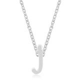 Rhodium Plated Finish Initial J Pendant