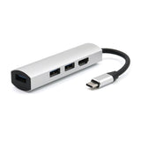 For Type-C Hub3.0 + Hdmi4K 4 in 1 Notebook Mobile Phone Adapter Notebook for mate10mate20 P20 P30 gray
