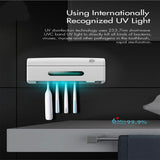 UV Light Toothbrush Sterilizer Wall-mounted Ultraviolet Toothbrush Holder Home Bathroom Set white