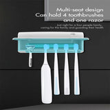 UV Light Toothbrush Sterilizer Wall-mounted Ultraviolet Toothbrush Holder Home Bathroom Set white