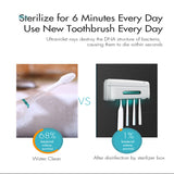 UV Light Toothbrush Sterilizer Wall-mounted Ultraviolet Toothbrush Holder Home Bathroom Set white