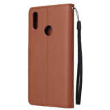 For HUAWEI Enjoy 9/ Y7 2019 /Y7 PRO 2019/Y7 PRIME 2019 Flip-type Leather Protective Phone Case with 3 Card Position Buckle Design Phone Cover  brown