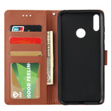 For HUAWEI Enjoy 9/ Y7 2019 /Y7 PRO 2019/Y7 PRIME 2019 Flip-type Leather Protective Phone Case with 3 Card Position Buckle Design Phone Cover  brown