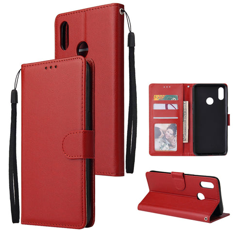 For OPPO Realme 3 pro Flip-type Leather Protective Phone Case with 3 Card Position Buckle Design Phone Cover  red