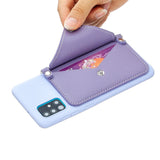 For HUAWEI P40/P40 Lite/P40 Pro Mobile Phone Cover with Pu Leather Card Holder + Hand Rope + Straddle Rope purple