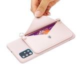 For HUAWEI P40/P40 Lite/P40 Pro Mobile Phone Cover with Pu Leather Card Holder + Hand Rope + Straddle Rope Pink