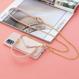 For HUAWEI P40/P40 Lite/P40 Pro Mobile Phone Cover with Pu Leather Card Holder + Hand Rope + Straddle Rope Pink