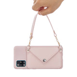 For HUAWEI P40/P40 Lite/P40 Pro Mobile Phone Cover with Pu Leather Card Holder + Hand Rope + Straddle Rope Pink