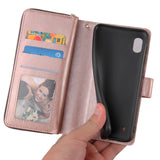 For Samsung A10/A20/A30/A50/A30S/A50S Pu Leather  Mobile Phone Cover Zipper Card Bag + Wrist Strap Rose gold