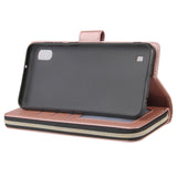 For Samsung A10/A20/A30/A50/A30S/A50S Pu Leather  Mobile Phone Cover Zipper Card Bag + Wrist Strap Rose gold