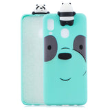 For Samsung M20 3D Cute Coloured Painted Animal TPU Anti-scratch Non-slip Protective Cover Back Case Rose red