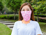 Outdoor Cycling Mask Anti-UV Adjustable Windproof Face Neck Cover  Gray flower_One size