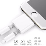 Dual 8 Pin Original Chip Audio Charger Adapter to Earphone Headphone for iPhone 7 7 Plus 8 PLUS white