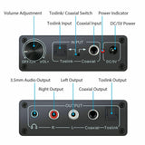 Digital to Analog R/L Audio Converter Plug and Play Stable Adaptor Convenient for Home Use black