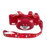 For Samsung A10/A20/A30 Case Mobile Phone Shell Shockproof TPU Cellphone Cover with Cartoon Cat Pig Panda Coin Purse Lovely Shoulder Starp  Red