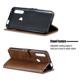 For HUAWEI Y9 Prime 2019-P Smart Z Solid Color Denim Grain Front Buckle Mobile Phone Cover Bracket brown