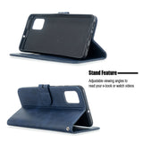 For Samsung A51/A71/M30S Case Soft Leather Cover with Denim Texture Precise Cutouts Wallet Design Buckle Closure Smartphone Shell  blue