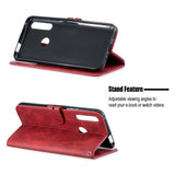 For HUAWEI Y9 Prime 2019-P Smart Z Solid Color Denim Grain Front Buckle Mobile Phone Cover Bracket red