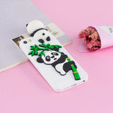 For iPhone 5/5S/SE/6/6S/6 Plus/6S Plus/7/8/7 Plus/8 Plus Phone Case 3D Cartoon Panda Bamboo Cellphone Back Shell Shockproof Smartphone Cover White