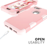 For iPhone 7 PC+ Silicone 2 in 1 Hit Color Tri-proof Shockproof Dustproof Anti-fall Protective Cover Back Case Rose gold