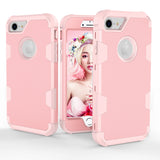 For iPhone 7 PC+ Silicone 2 in 1 Hit Color Tri-proof Shockproof Dustproof Anti-fall Protective Cover Back Case Rose gold