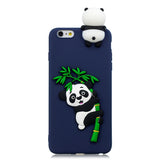 For iPhone 5/5S/SE/6/6S/6 Plus/6S Plus/7/8/7 Plus/8 Plus Phone Case 3D Cartoon Panda Bamboo Cellphone Back Shell Shockproof Smartphone Cover Royal blue