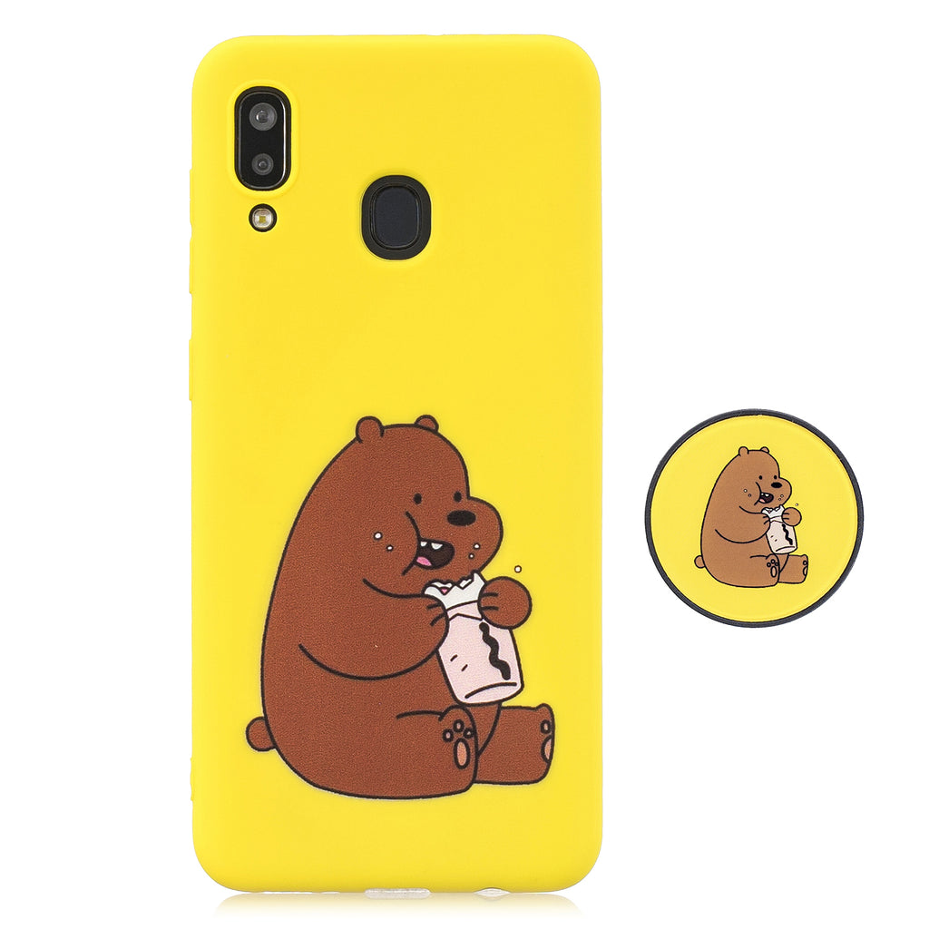 For Samsung A30 A20 TPU Full Cover Cartoon Pattern Solid Color Protective Phone Case with Adjustable Bracket 8