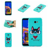 For Samsung J4 plus Cute Coloured Painted TPU Anti-scratch Non-slip Protective Cover Back Case with Lanyard Light blue