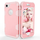 For iPhone 7 PC+ Silicone 2 in 1 Hit Color Tri-proof Shockproof Dustproof Anti-fall Protective Cover Back Case Rose gold