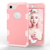 For iPhone 7 PC+ Silicone 2 in 1 Hit Color Tri-proof Shockproof Dustproof Anti-fall Protective Cover Back Case Rose gold