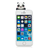 For iPhone 5/5S/SE/6/6S/6 Plus/6S Plus/7/8/7 Plus/8 Plus Phone Case 3D Cartoon Panda Bamboo Cellphone Back Shell Shockproof Smartphone Cover White