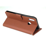 For HUAWEI Y9 2019 Flip-type Leather Protective Phone Case with 3 Card Position Buckle Design Phone Cover  brown