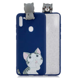 For Samsung A11 TPU Back Cover 3D Cartoon Painting Soft Mobile Phone Case Shell big face cat