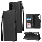 For OPPO Realme C3/Realme 6 PU Leather Mobile Phone Cover with 3 Cards Slots Phone Frame black