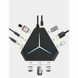 H6 USB Hub Splitter ABS Extension Hub Interface for Laptop Computer U Disk black