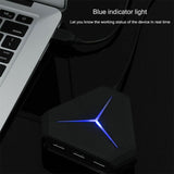 H6 USB Hub Splitter ABS Extension Hub Interface for Laptop Computer U Disk black