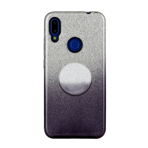 For Redmi Note 7/Note 7 pro/Note 8/Note 8 pro/8/8A Phone Case Gradient Color Glitter Powder Phone Cover with Airbag Bracket black
