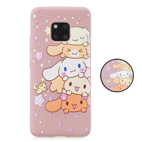 For HUAWEI MATE 20 pro Pure Color Phone Cover Cute Cartoon Phone Case Lightweight Soft TPU Phone Case with Matching Pattern Adjustable Bracket 1