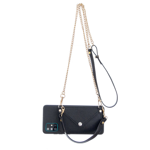For HUAWEI P40/P40 Lite/P40 Pro Mobile Phone Cover with Pu Leather Card Holder + Hand Rope + Straddle Rope black